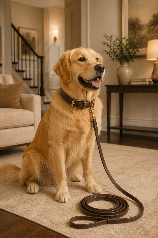 Refined Pup™ Premium Leather Dog Collar and Leash Set